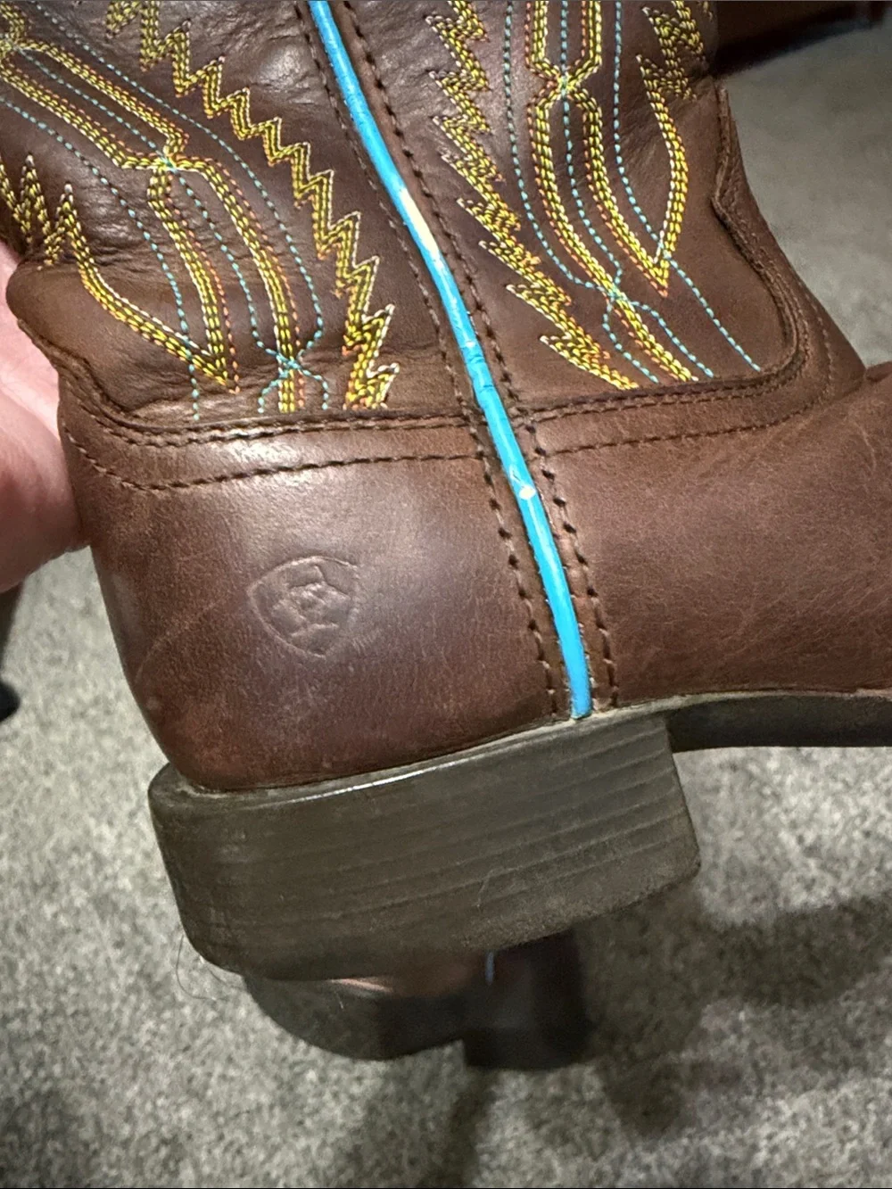 ARIAT Children’s Chute Boss Brown Leather Square toe Cowboy Boots Size US 12.5